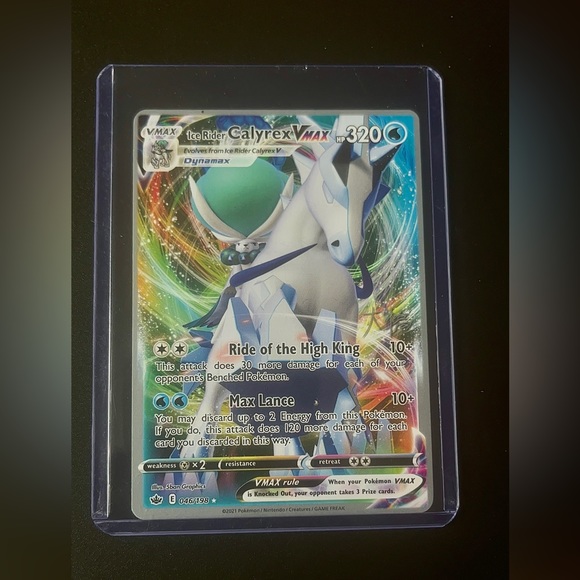 Pokémon TCG Ice Rider Calyrex VMAX Chilling Reign 046/198 Holo Ultra Rare - Picture 1 of 3